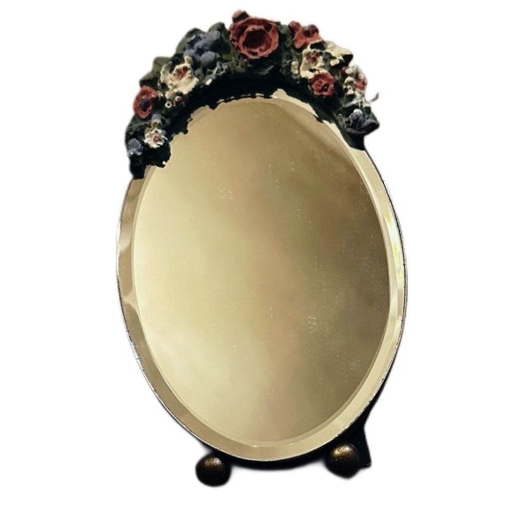 Standing Floral Oval Mirror